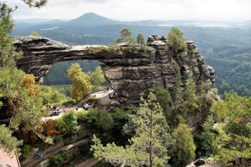 Pravcice gate in Hrensko. The largest natural bridge in Europe.