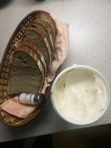 Sliced bread with spread